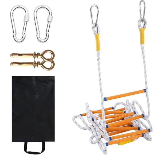 WDFYJ Emergency Fire Escape Ladder Flame Resistant Safety Extension Rope Ladder with 2 Hooks, Reusable Compact & Portable External Ladder(16F/5M)