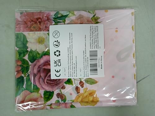 QUERICKY 4 Pack Floral Tablecloths for Birthday, Plastic Rectangle Pink Flower Tablecovers for Tea Party Supplies, Baby Showers, Wedding, Bridal Shower, Birthday, 51x87''