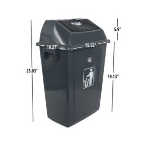 Melontray 13 Gallon 4 Pack Tall Swing-Top Trash Can, Plastic Kitchen Swing Lid Garbage Bin, Grey