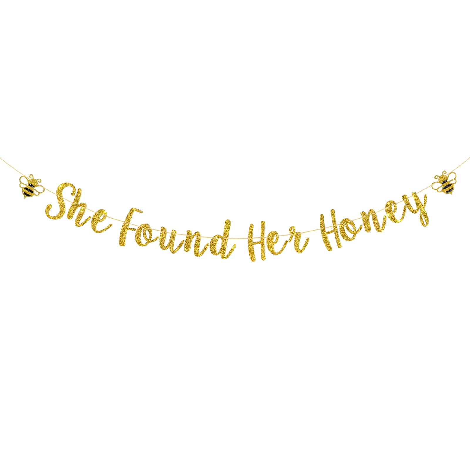 Talorine She Found Her Honey Banner, Bee Bridal Shower Decorations, Honey Bee Bride to Bee Bridal Shower Engagement Wedding Bachelorette Party Supplies,Gold Glitter