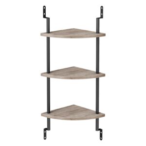 hoobro 3-tier corner shelf wall mounted, corner floating shelves, corner storage rack, plant display shelf, corner bookshelf for wall in living room, kitchen, study, greige and black bg36bj01