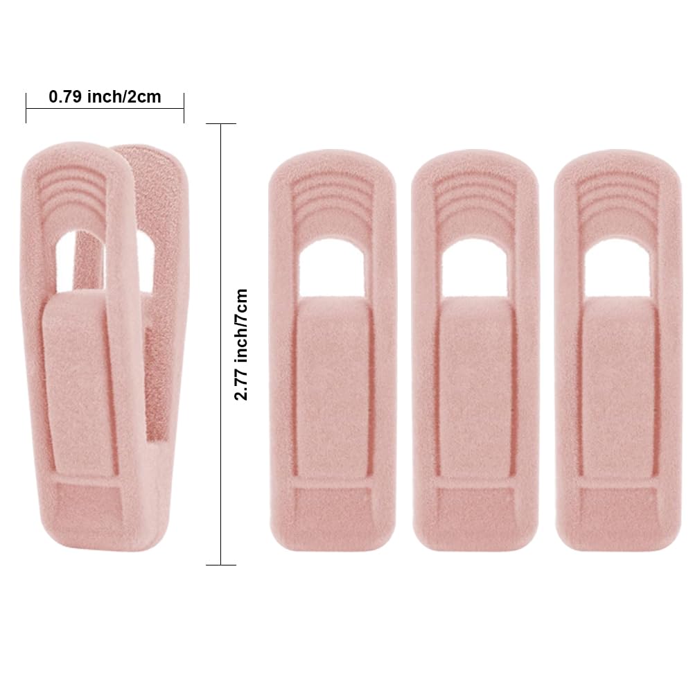 Stormix 20 Pack Velvet Clothes Hangers Clips, Clothes Hanger Clips, Storage Organizers Clips, Non-Slip Finger Clips for Bras Pants Suit Skirt Slip Dress (Pink)