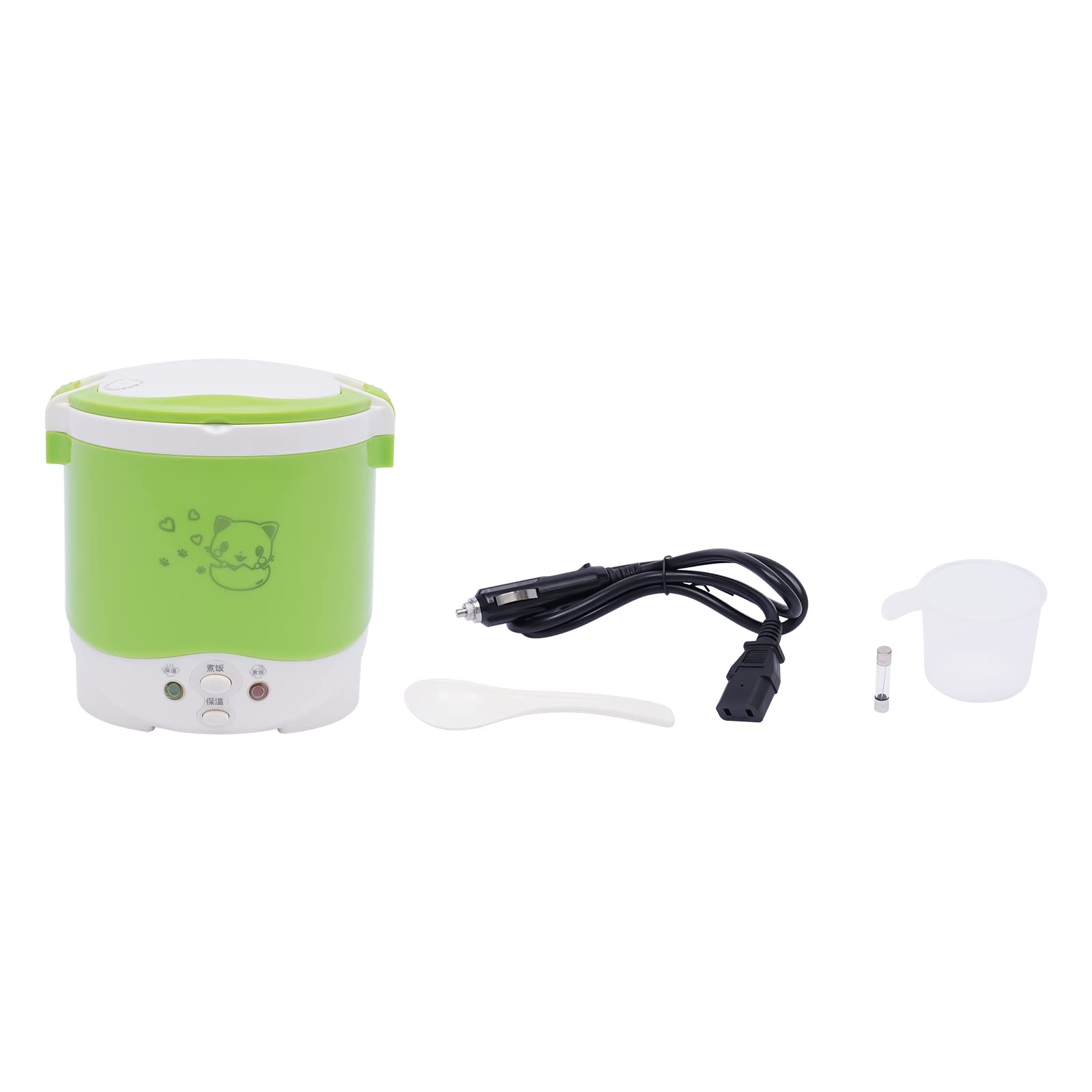 Portable Travel Rice Cooker For Car, 12V 1 Cup Mini Rice Cooker Steamer with Non Stick Pot, 0.26gal Electric Rice Cooker, Keep Warm 2h (Green)