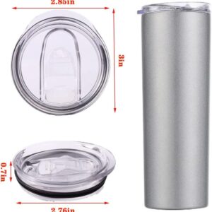 20oz Skinny Tumbler Replacement Lids, 2.75in Cup Mouth Compatible with YETI Rambler and More Tumbler Cups，Spill Proof Splash Resistant Silicone Sliding Covers.