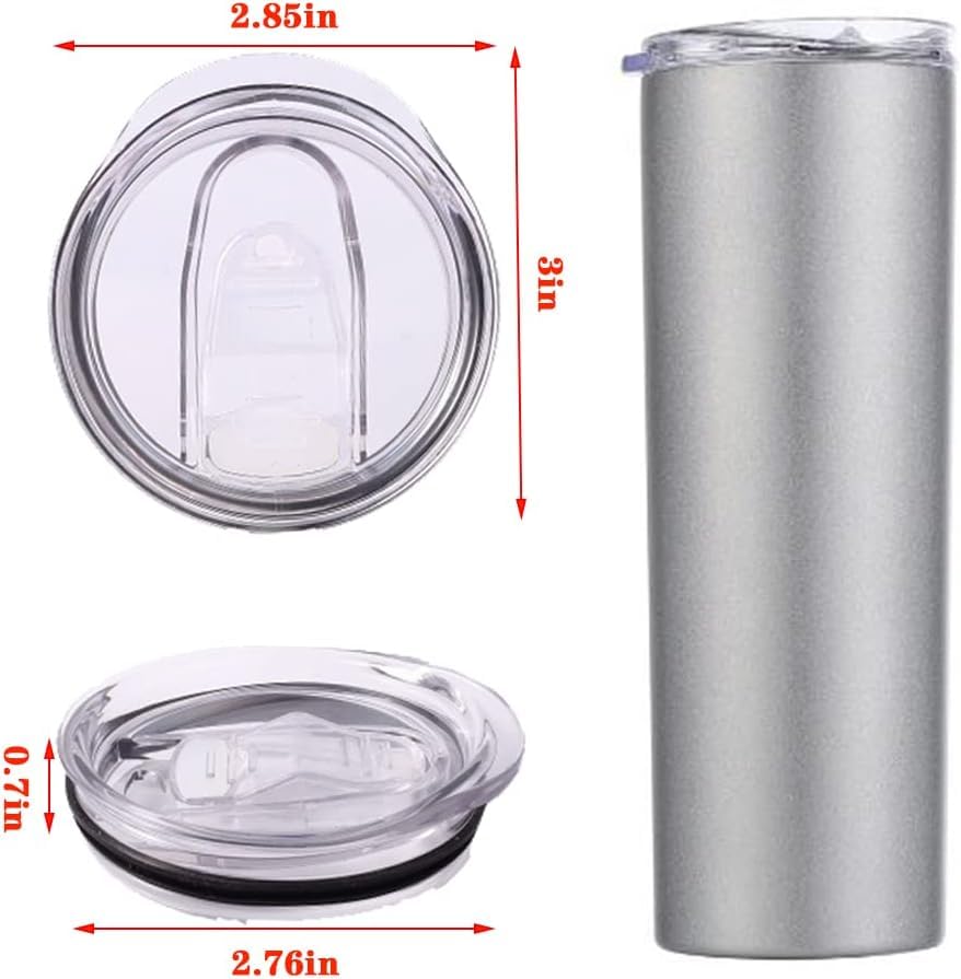 20oz Skinny Tumbler Replacement Lids, 2.75in Cup Mouth Compatible with YETI Rambler and More Tumbler Cups，Spill Proof Splash Resistant Silicone Sliding Covers.