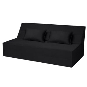 youtanic 5 in 1 folding sofa bed, queen size convertible sleeper chair with pillow, memory foam futon couch, velvet fabric washable mattress for living room, dorm, guest, home office, apartment, black