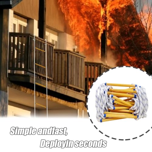 WDFYJ Emergency Fire Escape Ladder Flame Resistant Safety Extension Rope Ladder with 2 Hooks, Reusable Compact & Portable External Ladder(16F/5M)