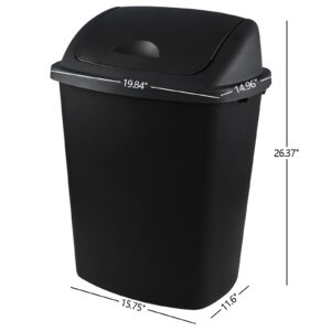 Nesmilers 4 Packs 70 L/18.5 Gallon Large Swing Top Trash Can, Outdoor Garbage Bin with Lid, Black