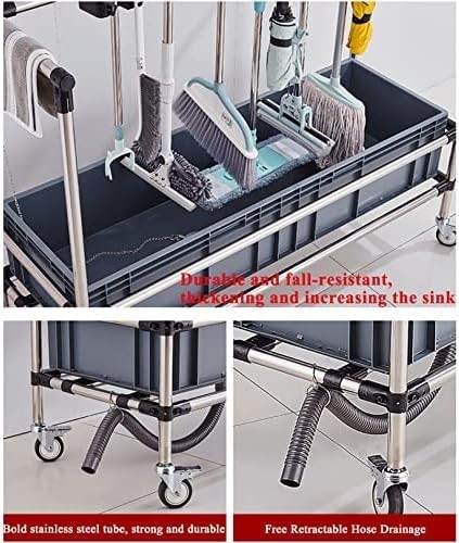 DHWDPO Mop rack, Movable Commercial Cleaning Tool Holder,Broom and Mop Holder, Umbrella Stand Put Wet Mops, for Garages, Hotels, Schools, Restaurants