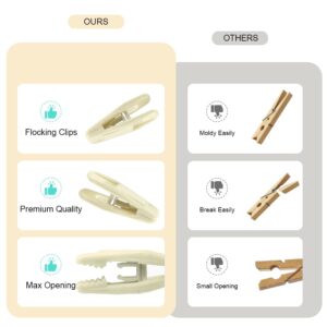 Stormix 40 Pack Velvet Clothes Hangers Clips, Clothes Hanger Clips, Storage Organizers Clips, Non-Slip Finger Clips for Bras Pants Suit Skirt Slip Dress (Cream)