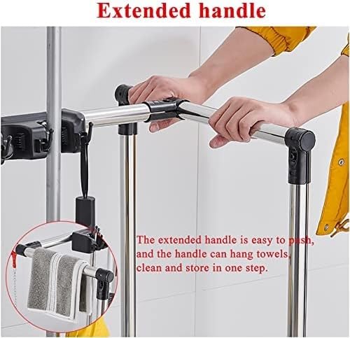 DHWDPO Mop rack, Movable Commercial Cleaning Tool Holder,Broom and Mop Holder, Umbrella Stand Put Wet Mops, for Garages, Hotels, Schools, Restaurants