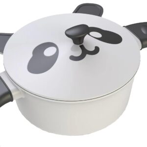 Panda-Shaped Nonstick Casserole Pot with Aluminum Lid, 7-Inch, 2QT Capacity, Double Handle, Compatible with All Cooktops – Cute and Functional for Home and Restaurant Use, PFOA Free