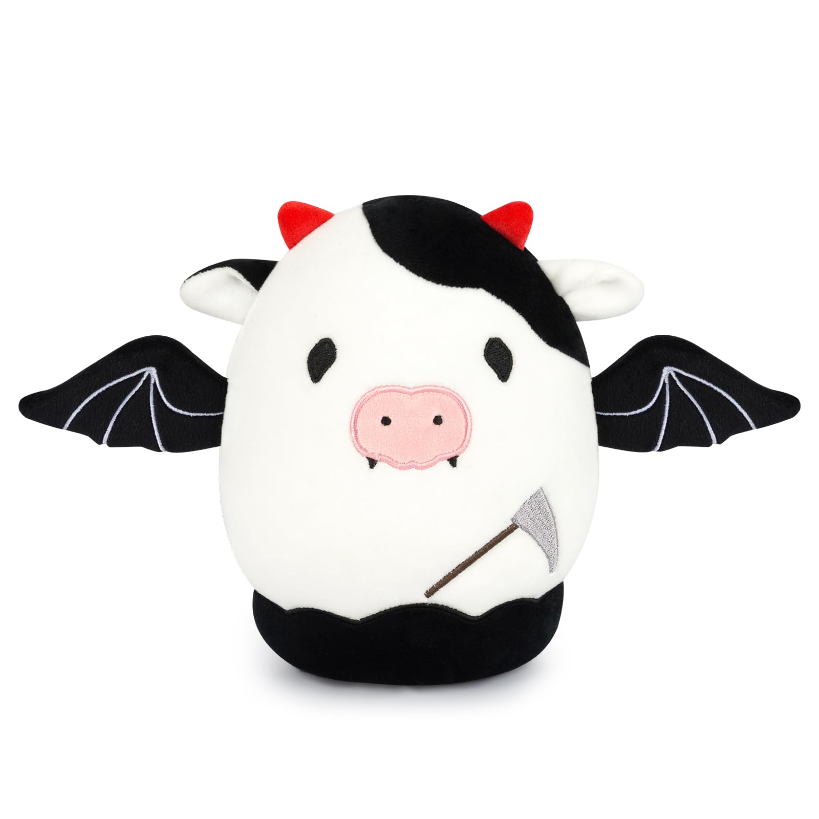 Bekrgwiy Halloween Stuffed Animal,8 in Halloween Cow Plush Pillow,Halloween Cow Plushie Doll Toys,Cute Halloween Stuffed Cow Plush with Wings,Gift for Halloween Kids Boys Girls