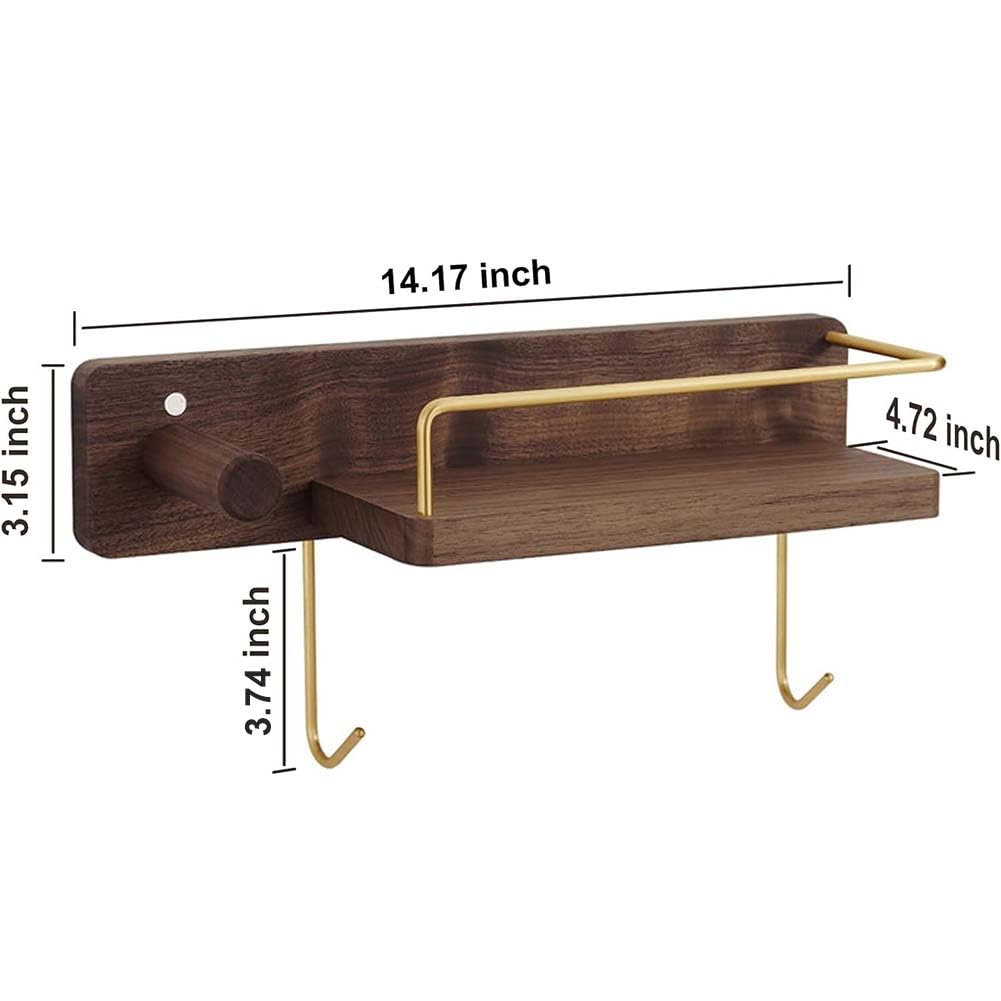 Amersis Wallmount Hair Dryer Holder Rack Compatible with Dyson Supersonic Hair Dryer Blow Dryer Accessories and Attachments Organizer Storage Rack, Walnut Wood(Hair Dryer & Attachments not Included)