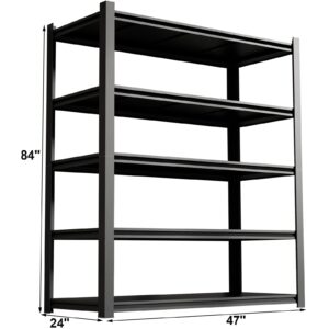 GREATMEET 84" H Heavy Duty Garage Shelves, 3000LBS Load Metal Storage Shelving, 24" D x 47" W x 84" H Storage Rack Shelf for Shed, Garage, Pantry, Basement