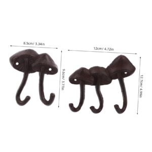 OKUMEYR 2pcs Cast Iron Mushroom Hook Decorative Hooks for Wall Hooks for Hanging Coats Cute Key Hooks for Wall Cast Iron Wall Hooks Wall Storage Hook Wall Hooks Decorative Wall Coat Hook