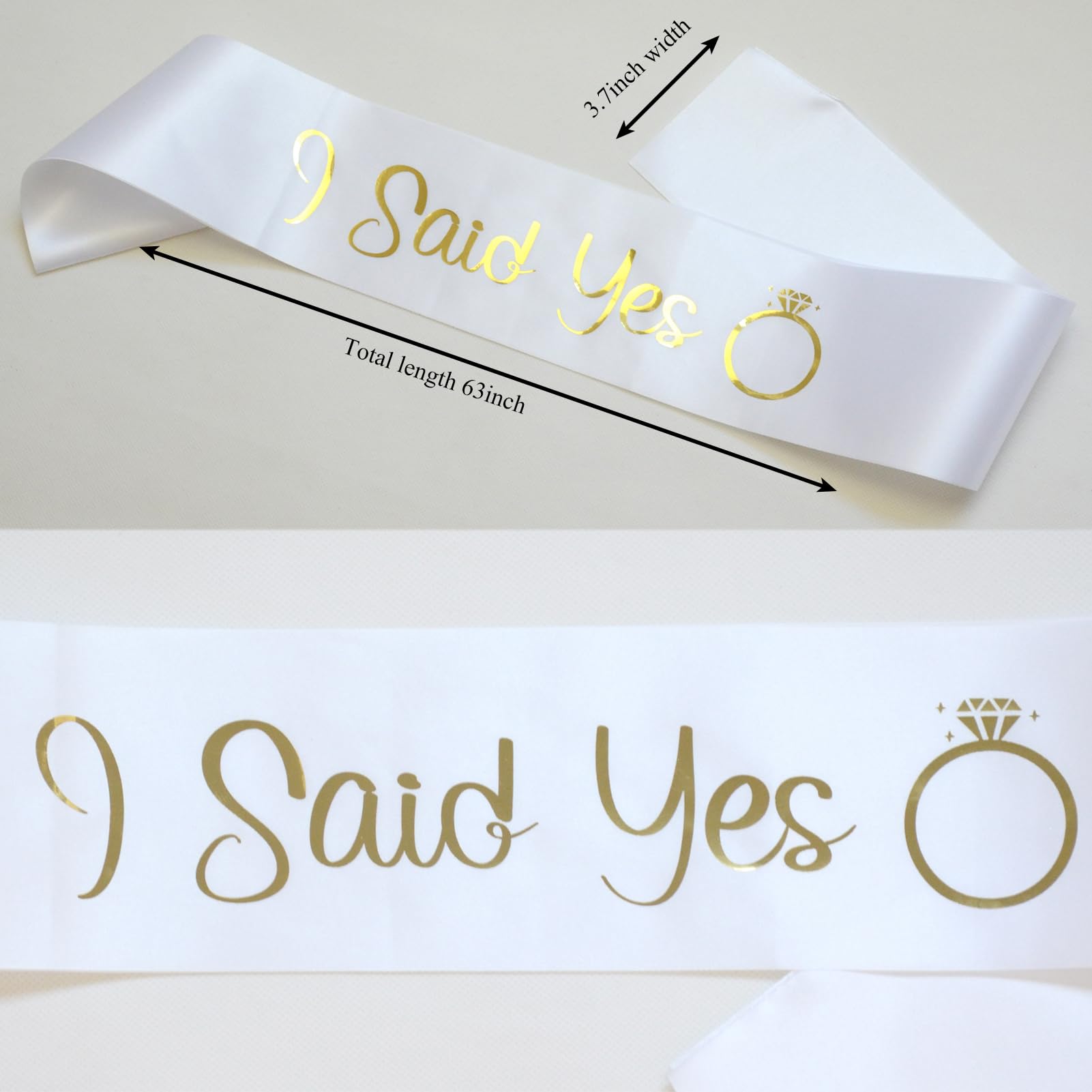 Luwigs I Said Yes Sash White Sash with Gold Lettering Engagement Proposal Bachelorette Party Sash for Bridal Shower Wedding Party Favors Accessories Supplies Engagement Gifts for Bride to Be (White)