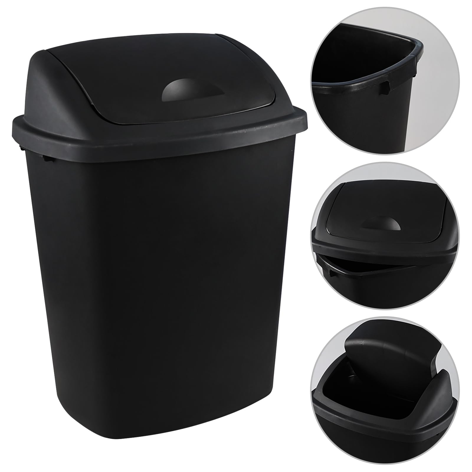 Nesmilers 4 Packs 70 L/18.5 Gallon Large Swing Top Trash Can, Outdoor Garbage Bin with Lid, Black