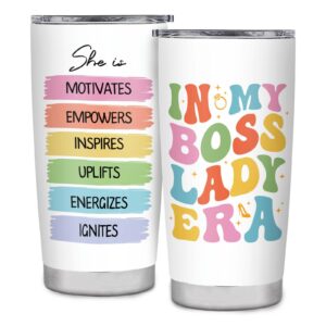 boss lady gifts for women, boss day gifts for women, best boss gifts, cool gifts for bosses, boss gifts for boss lady manager coworker employer, funny in my boss lady era leader tumbler 20oz