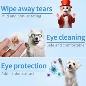 Eye Wipes for Dogs, 200 Pads Pet Tear Stain Cleaning Wipes for Eye Care of Dogs and Cats, Mild Ingredient, Gently Remove Pet Tear Stain, Eye Debris, Discharge, Mucus Secretions - Safe Ingredients