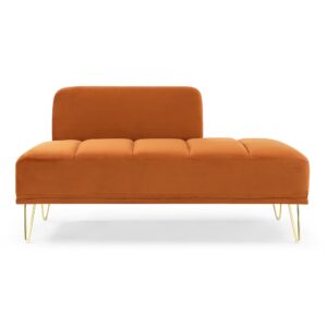 Majnesvon 56" Modern Armless Loveseat Sofa Couch, Upholstered Velvet Settee Bench, Small Wingback Couch Sofa with Golden Legs, Sherpa Small Couches for Living Room, Bedroom, Apartment, Office, Orange