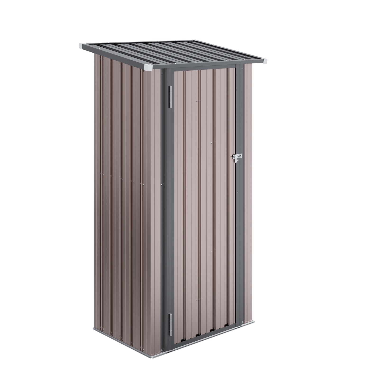 Aoxun 3x2x5.4 FT Outdoor Metal Storage Shed, Storage with Lockable Doors, Steel Utility Tool Shed, Metal Sheds Outdoor Storage for Garden, Patio, Backyard and Lawn, Brown