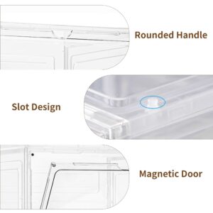 LXLXXL Storage Bins with Lids, 6 Pack Clear Plastic Storage Containers with Magnetic Acrylic Door, 19 Qt Stackable Storage Box for Home,Office Organizing,white