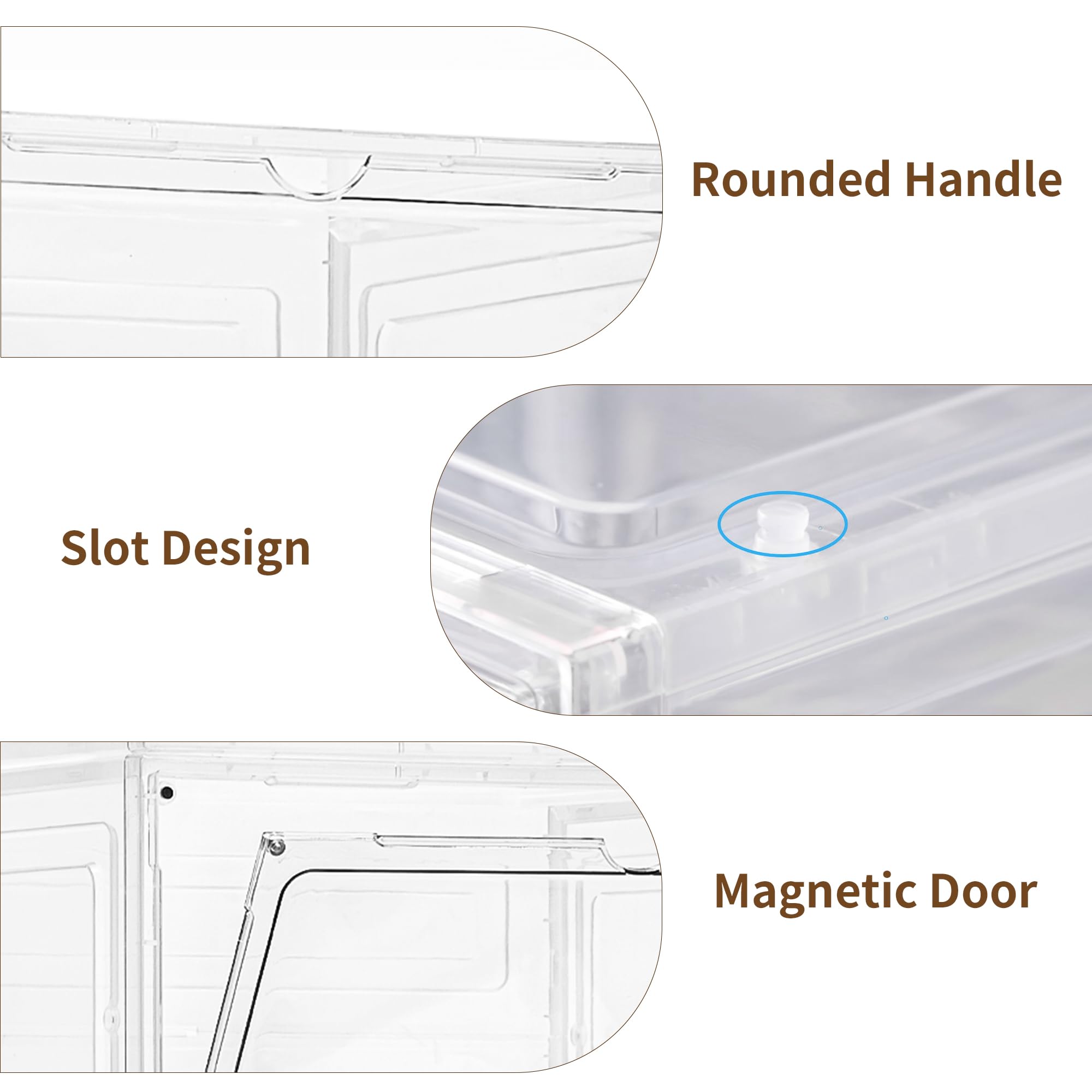 LXLXXL Storage Bins with Lids, 6 Pack Clear Plastic Storage Containers with Magnetic Acrylic Door, 19 Qt Stackable Storage Box for Home,Office Organizing,white