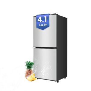 rosmena small refrigerator with freezer, 4.1 cu.ft. compact mini refrigerator with freezer on bottom, large mini fridge for apartment, dorm, office, family, basement, garage