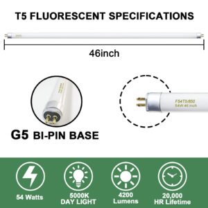 Celiwace F54T5/850/HO/ALTO 4 feet 54 Watt, T5 High Output 5000K Fluorescent Tube 46 Inches, 25 Pack G5 Cap 4200 Lumens