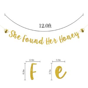 Talorine She Found Her Honey Banner, Bee Bridal Shower Decorations, Honey Bee Bride to Bee Bridal Shower Engagement Wedding Bachelorette Party Supplies,Gold Glitter