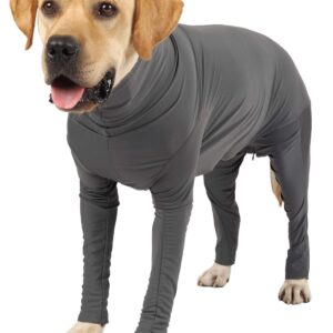 Etdane Dog Onesie After Surgery Dog Recovery Suit for Female Male Dog Surgical Suit Anti Shedding Bodysuit Claming Pajamas Fit Small Medium Large Dog Gray/L