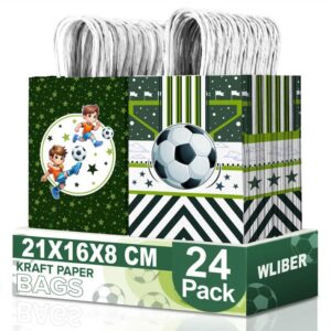 soccer treat bags for team snacks – 24 pcs soccer theme goodie bags, soccer decorations for party, soccer gift bags favors, soccer favor bags, – perfect for birthdays, sports events, and party favors