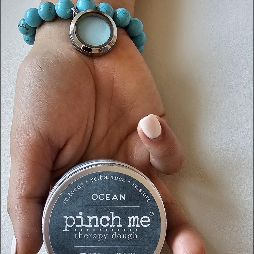 Pinch Me Therapy Dough Bracelet Combo - Holistic Aromatherapy Stress Relieving Putty – Bracelet + 3oz Dough Duo Scent Pack (Aquamarine/Peace)