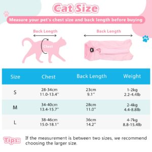 2Pack Cat Surgery Recovery Suit Clothes for Female and Male,Cat Onesie Shirts for Cat After Surgery,Cat Spay Surgical Recovery Suit Stop Licking Abdominal Wound,Cat Cone Collar Substitute-Pink&Blue,M