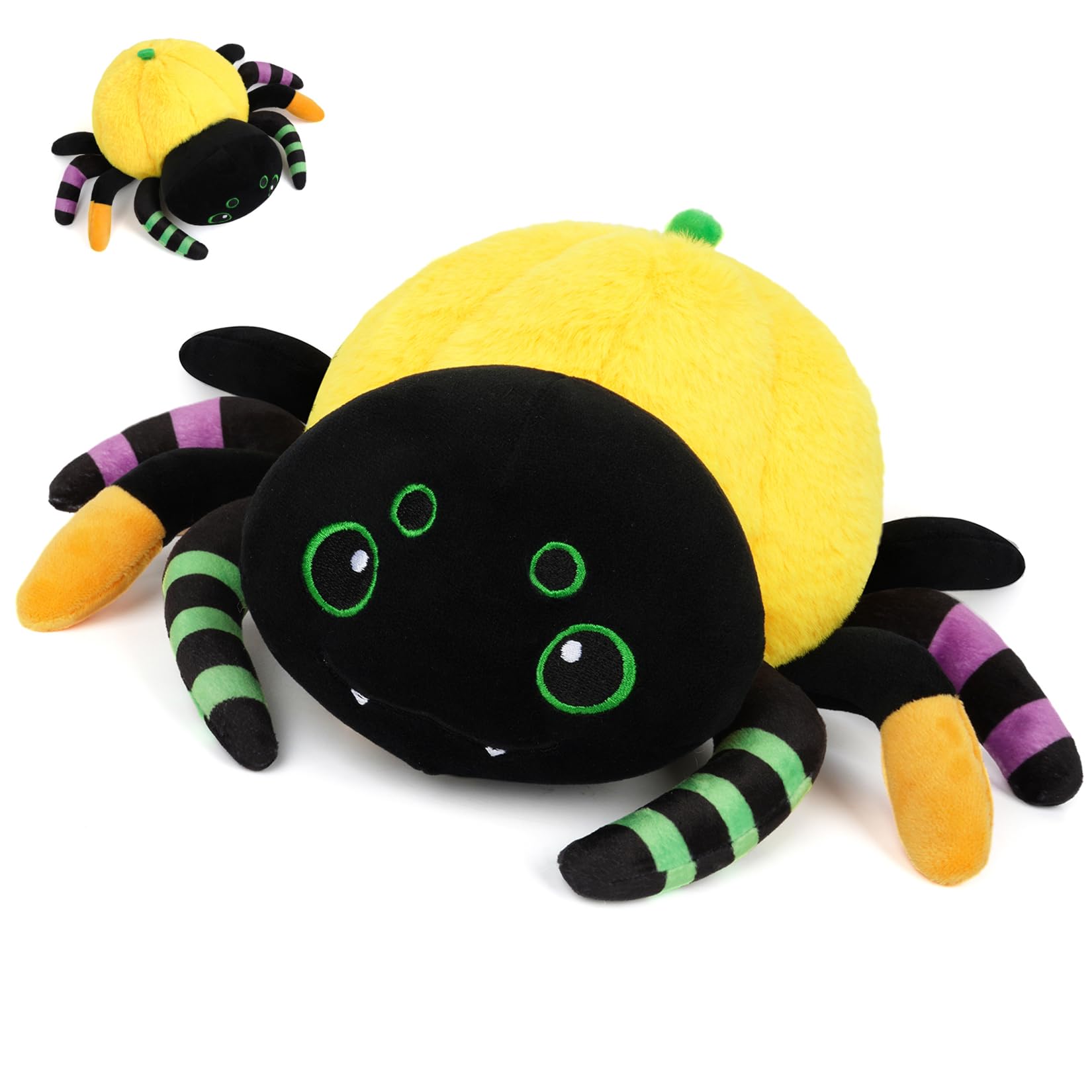 MUFEIRUO Halloween Stuffed Animal,8 in Halloween Plush Spider,Cute Pumpkin Plush Pillow,Halloween Spider Plushie Doll Toys for Kids,Gift for Halloween Boys Girls