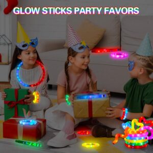 24 pcs Light Up Glow Sticks, LED Pop Tubes Party Favors for Kids 4-8 Glow in The Dark Party Supplies Fidget Toys Tubes for Halloween Birthday Gifts Xmas Stocking Goodie Bags Stuffers Wedding Decor