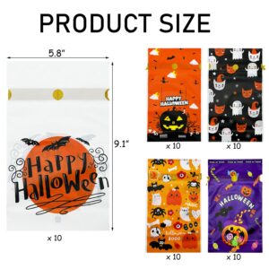 AouEtnay 50 Pcs Halloween Drawstring Candy Bags Halloween Treats Bags Goodie Bags, Trick or Treat Bags, Cookie Bags for Halloween Party Favors Supplies