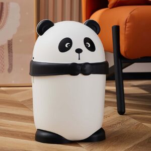 Mini Trash Can With Lid, Cute Panda Trash Can, Removable Small Garbage Can, Tiny Plastic Trash Bin, Swing Top Lid Wastebasket, Counter Garbage Lint Bin For Bathroom,Office,Kitchen,Desk,Coffee Table