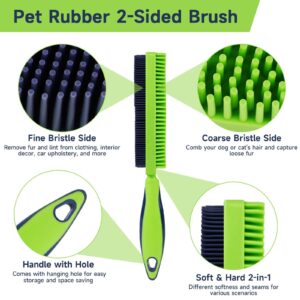 Pet Hair Removal Rubber Broom, Carpet Brush with Squeegee for Cleaning Pet Hair, Hair Fur Remover Silicone Dog Hair Floor Brush, Dual-Sided for Pet Grooming and Lint Removal for Couch and Clothes