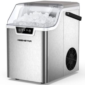 keenstar nugget countertop ice maker with soft chewable ice, pebble sonic ice machine with basket and scoop, ready in 5 mins, 40lbs/24h, auto self-cleaning, for home, kitchen, office, party, camping