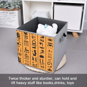 Egyptian Hieroglyphs Or Ancient Egypt Letters Collapsible Storage Cubes 6 Pack Cube Storage Bins with Handles 10.6"x10.6"x10.6" Closet Organizers for Shelves