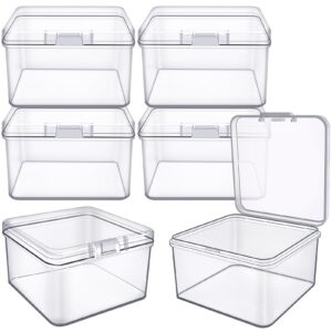 famleaf 4 pieces clear storage boxes, plastic organizer bins with lids for bead, crafts, earring jewerly, diamond painting, small items (2.55 x 2.55 x 1.49 inch)