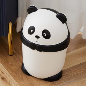 Mini Trash Can With Lid, Cute Panda Trash Can, Removable Small Garbage Can, Tiny Plastic Trash Bin, Swing Top Lid Wastebasket, Counter Garbage Lint Bin For Bathroom,Office,Kitchen,Desk,Coffee Table