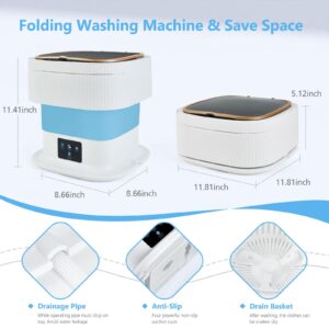 Portable washing machine and Spin Dryer, Portable Washer Cleans Underwear,Baby Clothes,Small Clothes,Pet Clothes for Traveling Camping Apartments Hotel Dormitories RV.(Blue, 11.5L)