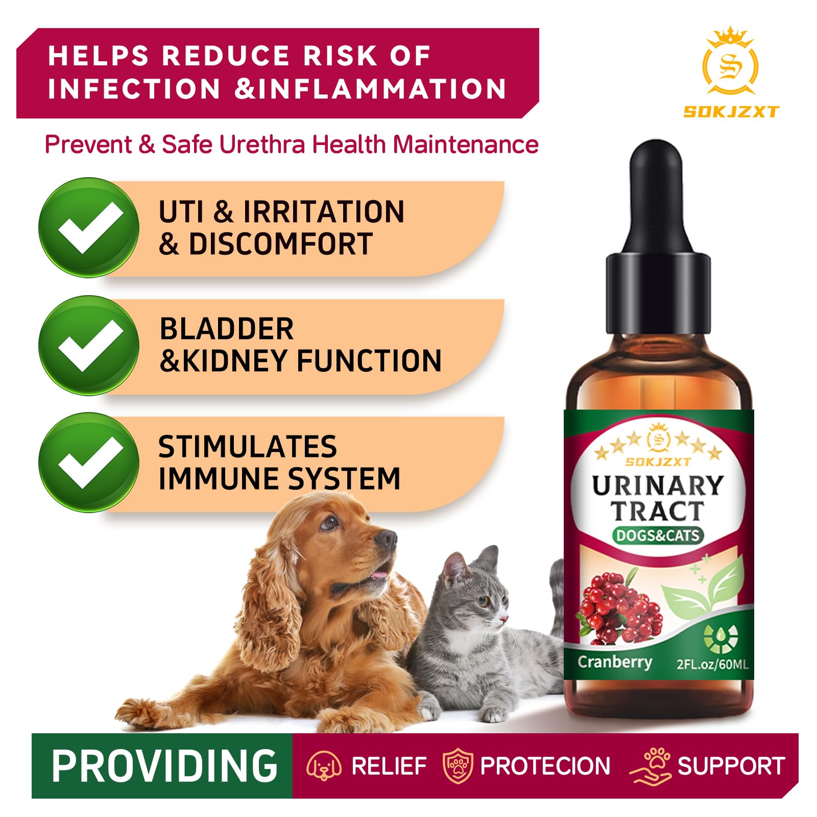 SDKJZXT Dog UTI Treatment - Effective Cat UTI Remedy and Cat UTI Medicine - Fast-Acting Relief for Pet Urinary Tract Infections - Safe and Gentle Formula for Dogs and Cats