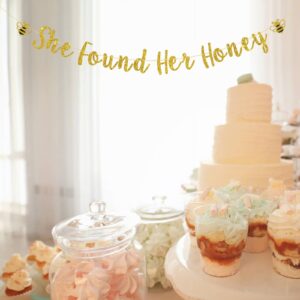 Talorine She Found Her Honey Banner, Bee Bridal Shower Decorations, Honey Bee Bride to Bee Bridal Shower Engagement Wedding Bachelorette Party Supplies,Gold Glitter