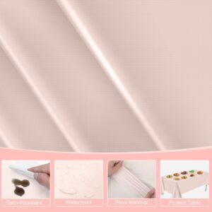 NatNarr 3 Pack Plastic Pink Tablecloth, 54 X 108Inch Disposable Pink Scalloped Edge Table Cloth for Rectangle Tables Waterproof Pink Table Cover for Baby Shower Birthdays Weddings Decor