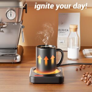 HouseSapp Coffee Mug Warmer for Desk - Candle Wax Plate, Coffee Cup Accessories with 4hrs Auto Shut Off for Milk Tea Water (Black)