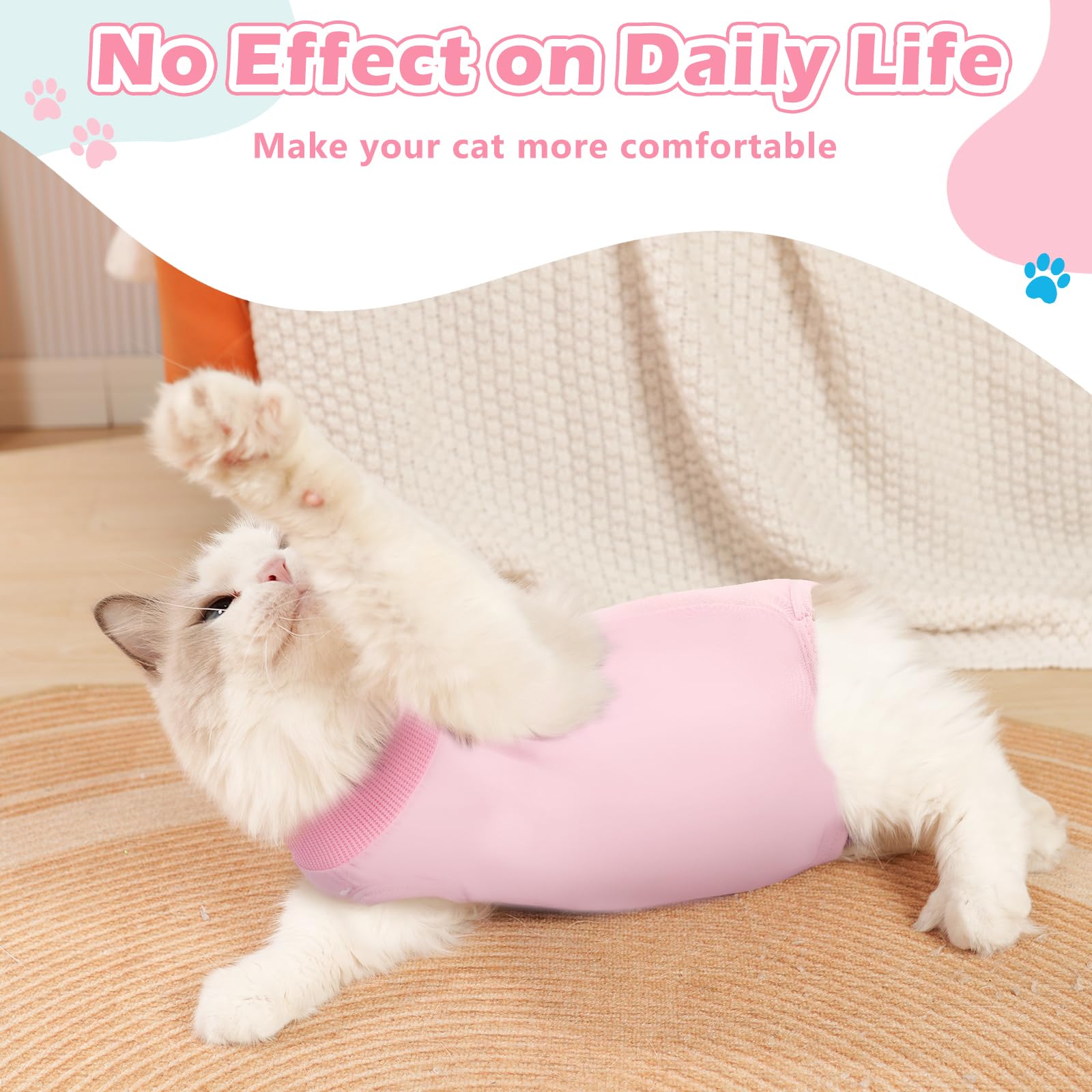 2Pack Cat Surgery Recovery Suit Clothes for Female and Male,Cat Onesie Shirts for Cat After Surgery,Cat Spay Surgical Recovery Suit Stop Licking Abdominal Wound,Cat Cone Collar Substitute-Pink&Blue,M